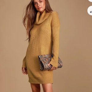 Lulus Tea Reader Camel Sweater Dress
